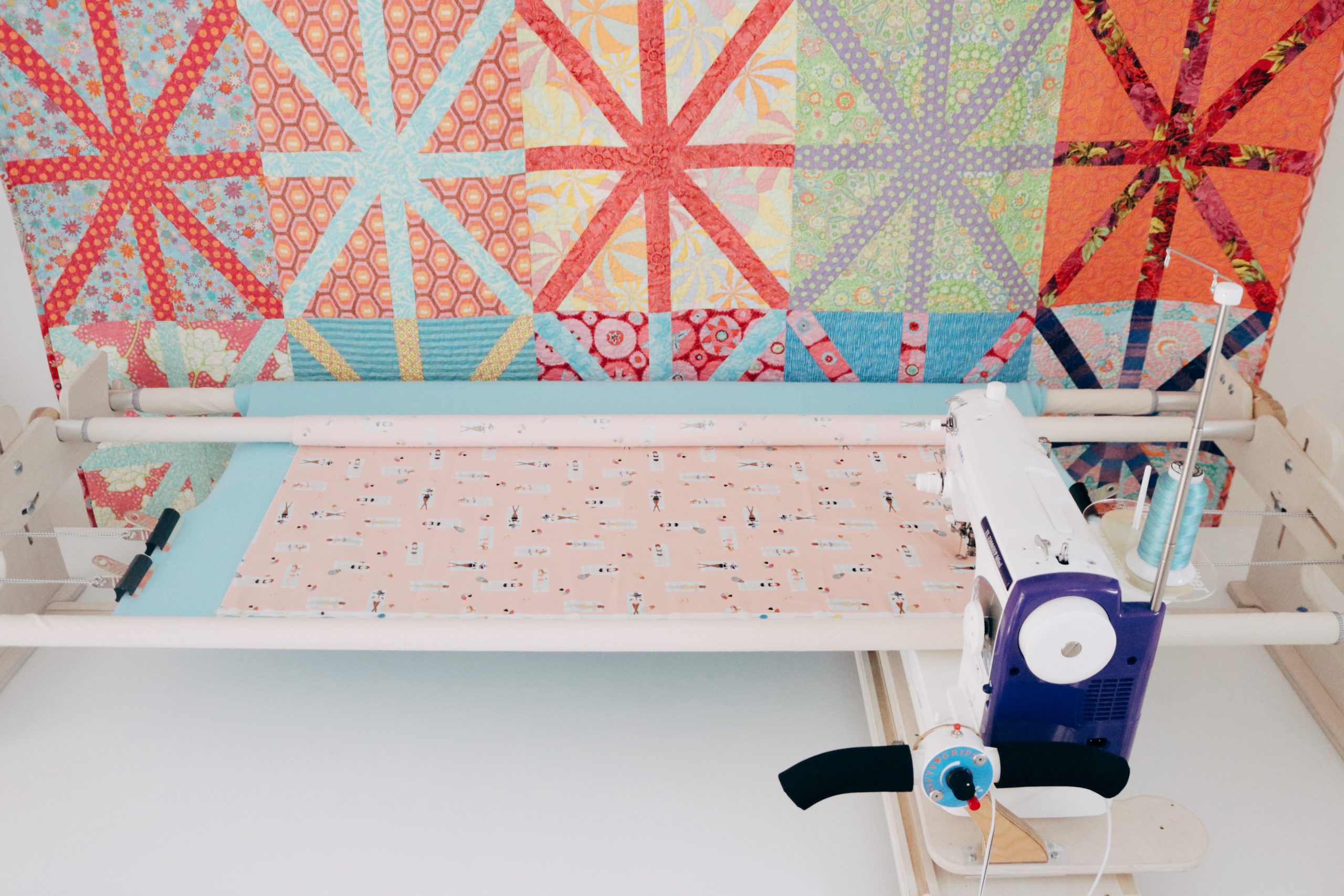 Easily switch between quilting projects with multiple sets of poles. 